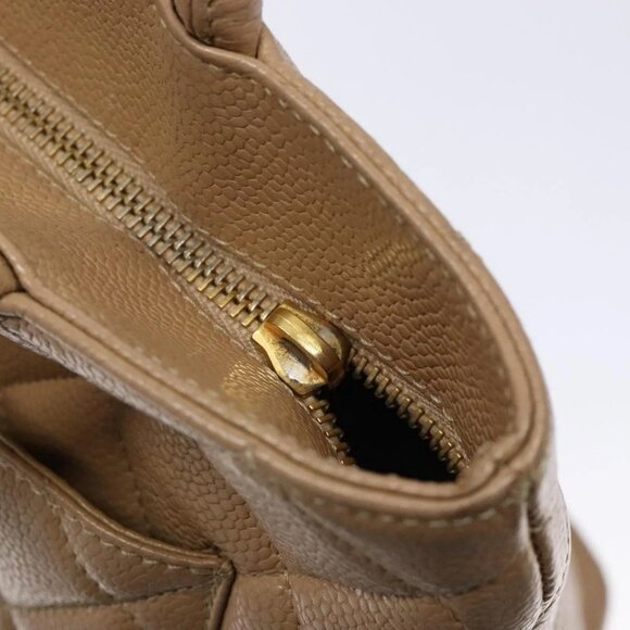 CHANEL Matelasse Reprint Tote Bag Grained Calf Skin Beige Gold CC Auth - Picture 11 of 16